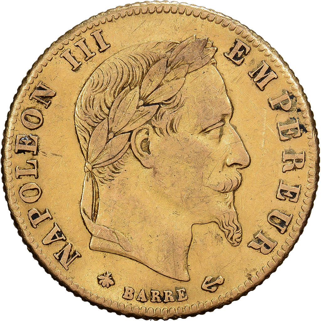Francia, Napoleon III, 5 Francs, 1868, Paris, Oro, MBC, Gadoury:1002, KM:803.1