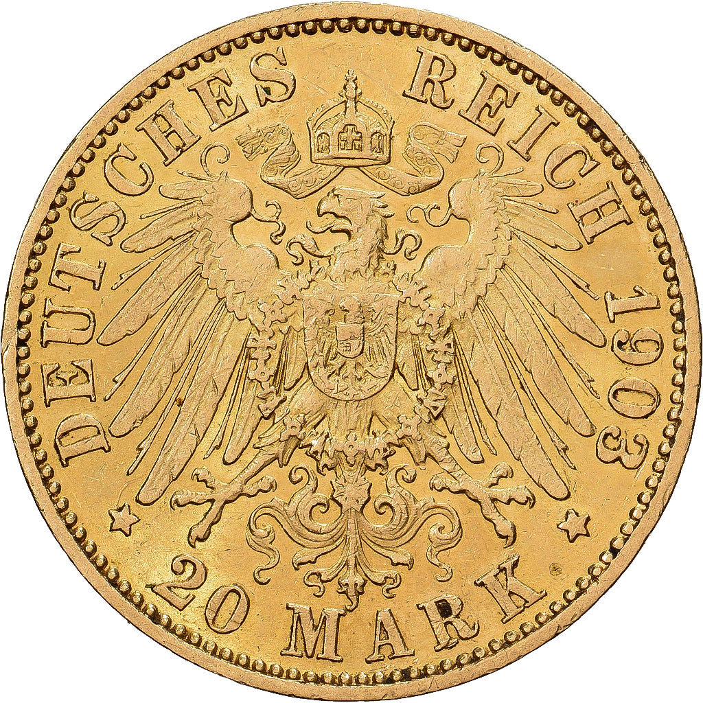 Moneta, Landy niemieckie, PRUSSIA, Wilhelm II, 20 Mark, 1903, Berlin, AU(50-53)