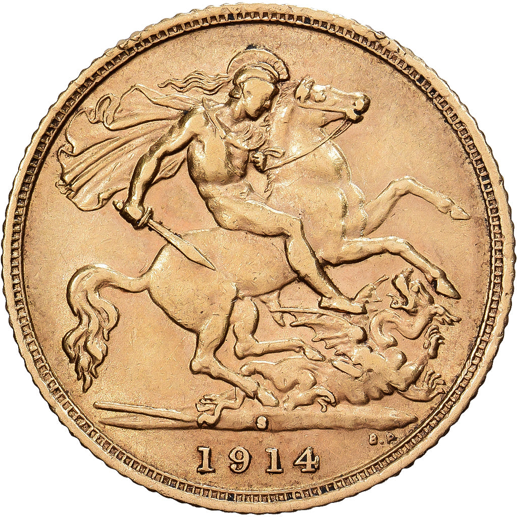Australië, George V, 1/2 Sovereign, 1914, Sydney, Goud, ZF+, KM:819