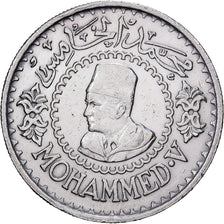 Marrocos, Mohammed V, 500 Francs, 1956/AH1376, Paris, Prata, AU(50-53), KM:54