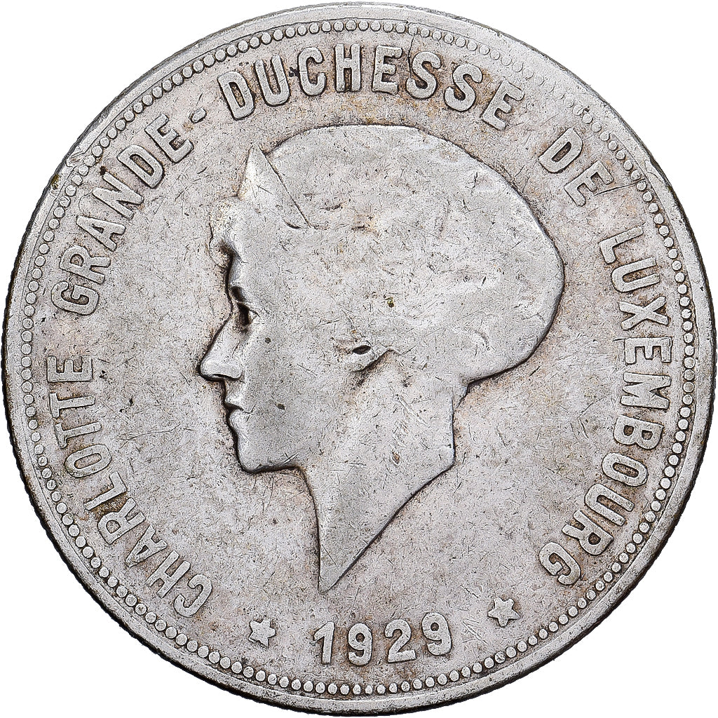 Luxemburg, Charlotte, 10 Francs, 1929, Zilver, FR+, KM:39