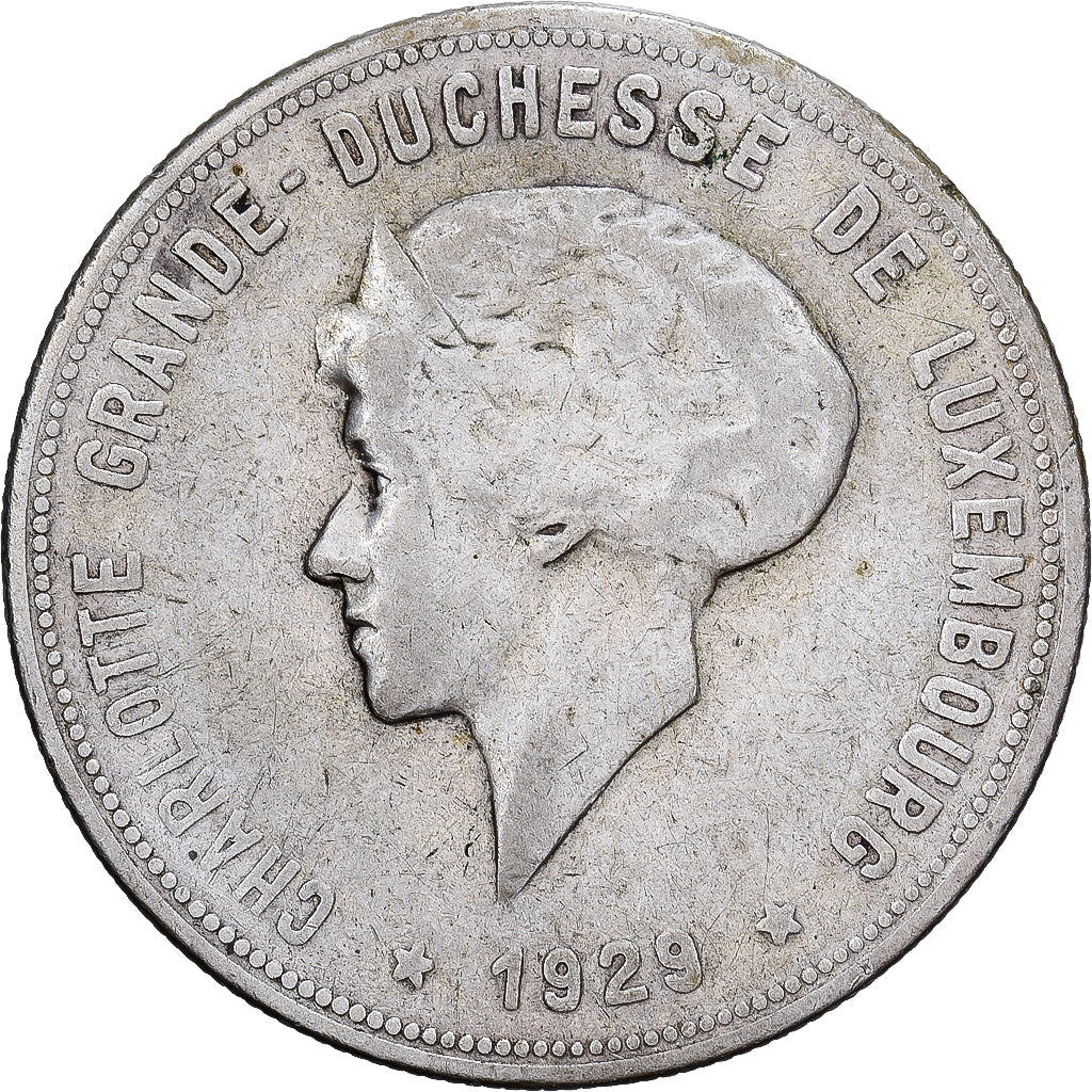Luxembourg, Charlotte, 10 Francs, 1929, Argent, TB+, KM:39