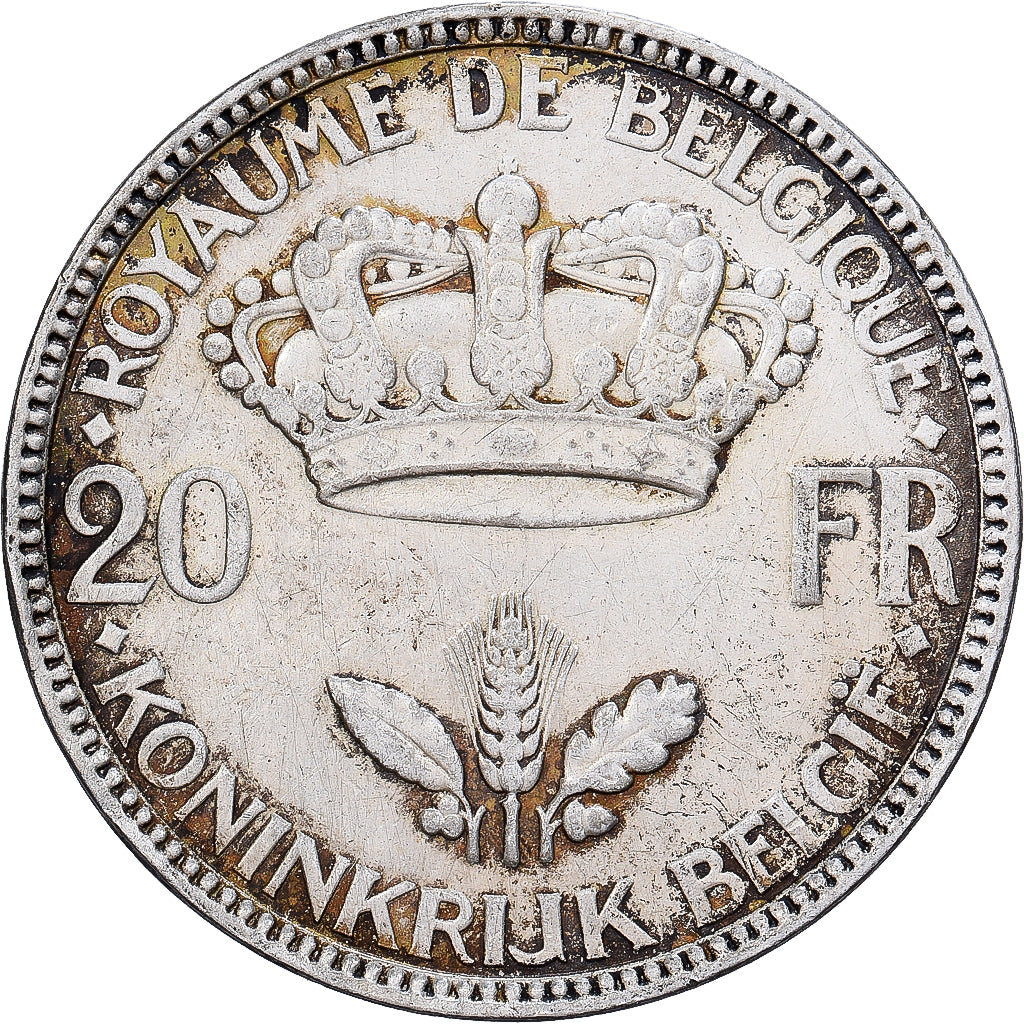 Münze, Belgien, 20 Francs, 20 Frank, 1935, SS+, Silber, KM:105