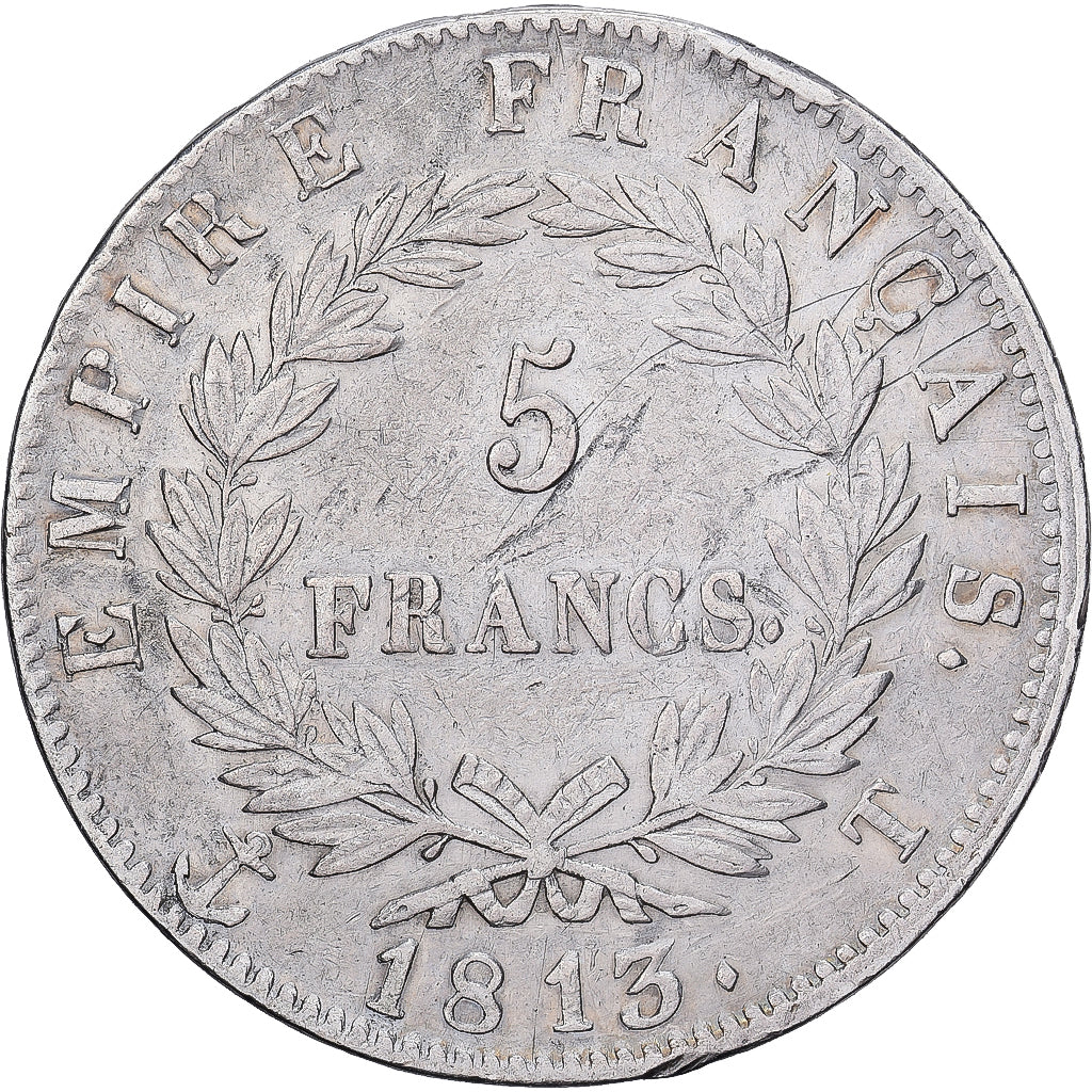 Coin, France, Napoléon I, 5 Francs, 1813, Nantes, VF(30-35), Silver, KM:694.14