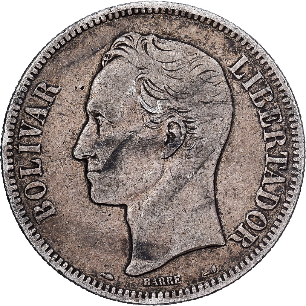 Moneda, Venezuela, Gram 25, 5 Bolivares, 1911, BC+, Plata, KM:24.2
