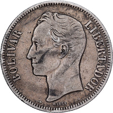 Moneda, Venezuela, Gram 25, 5 Bolivares, 1911, BC+, Plata, KM:24.2