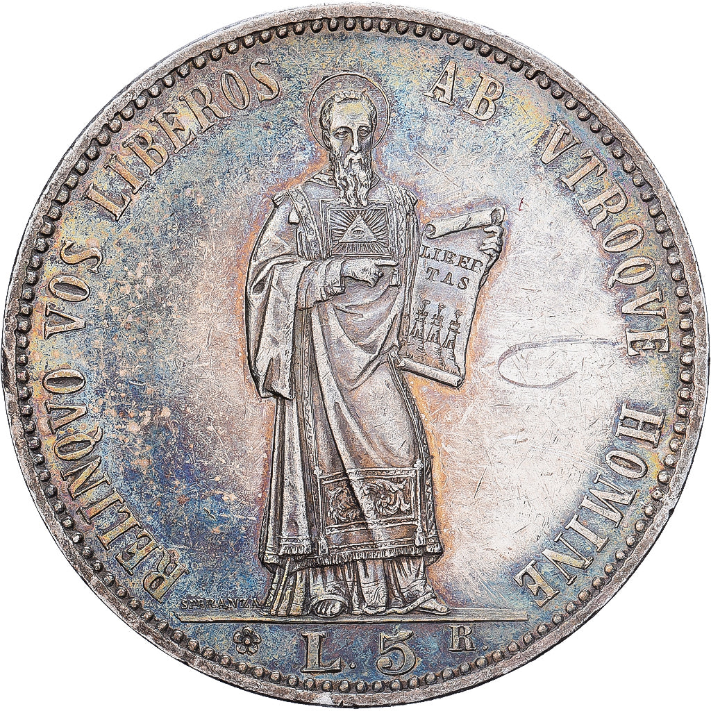 San Marino, 5 Lire, 1898, Rome, Prata, AU(50-53), KM:6