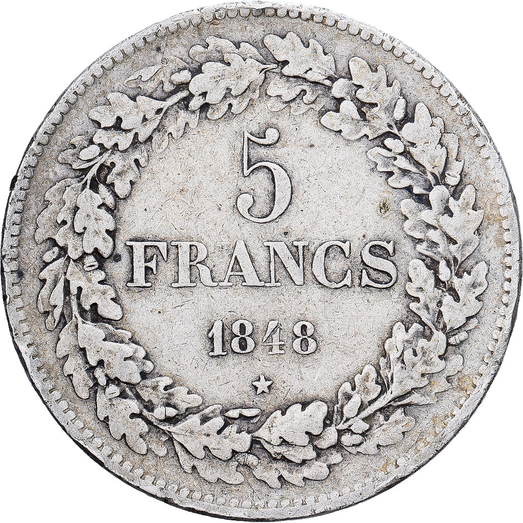 Coin, Belgium, Leopold I, 5 Francs, 5 Frank, 1848, VF(30-35), Silver, KM:3.2