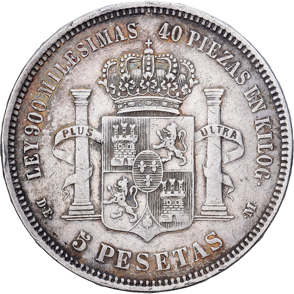 Spain, Alfonso XII, 5 Pesetas, 1875, Madrid, EF(40-45), Silver, KM:671