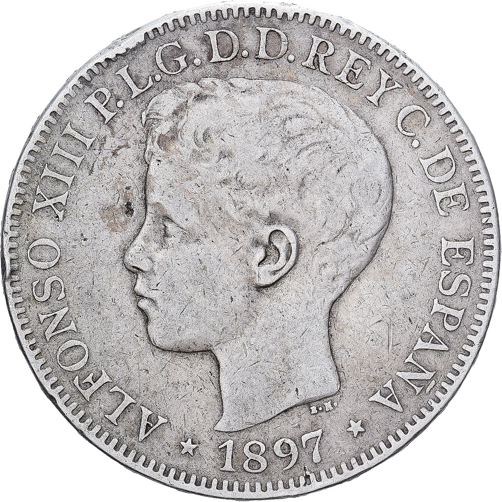 Philippines, Alfonso XIII, Peso, 1897, Argent, TB+, KM:154