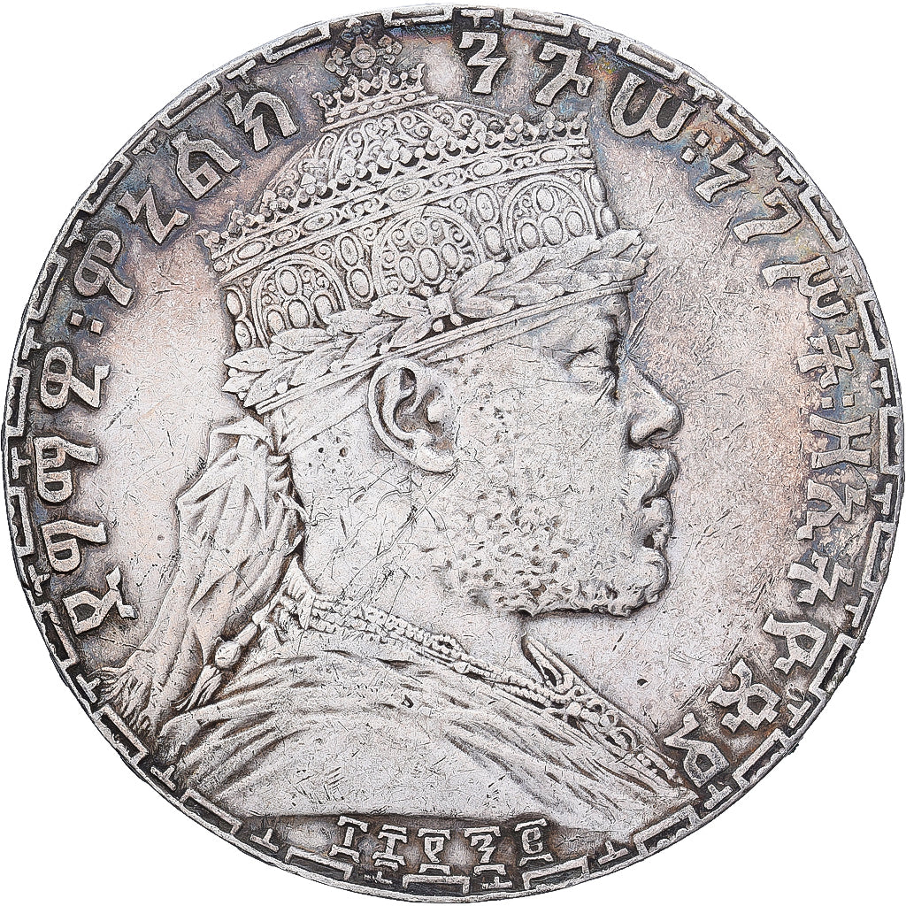 Etiópia, Menelik II, 1 Birr, EE1895 (1903), MDP, Prata, EF(40-45), KM:19