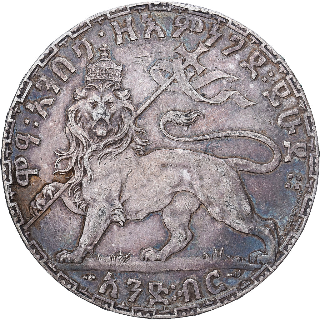 Etiópia, Menelik II, 1 Birr, EE1895 (1903), MDP, Prata, EF(40-45), KM:19
