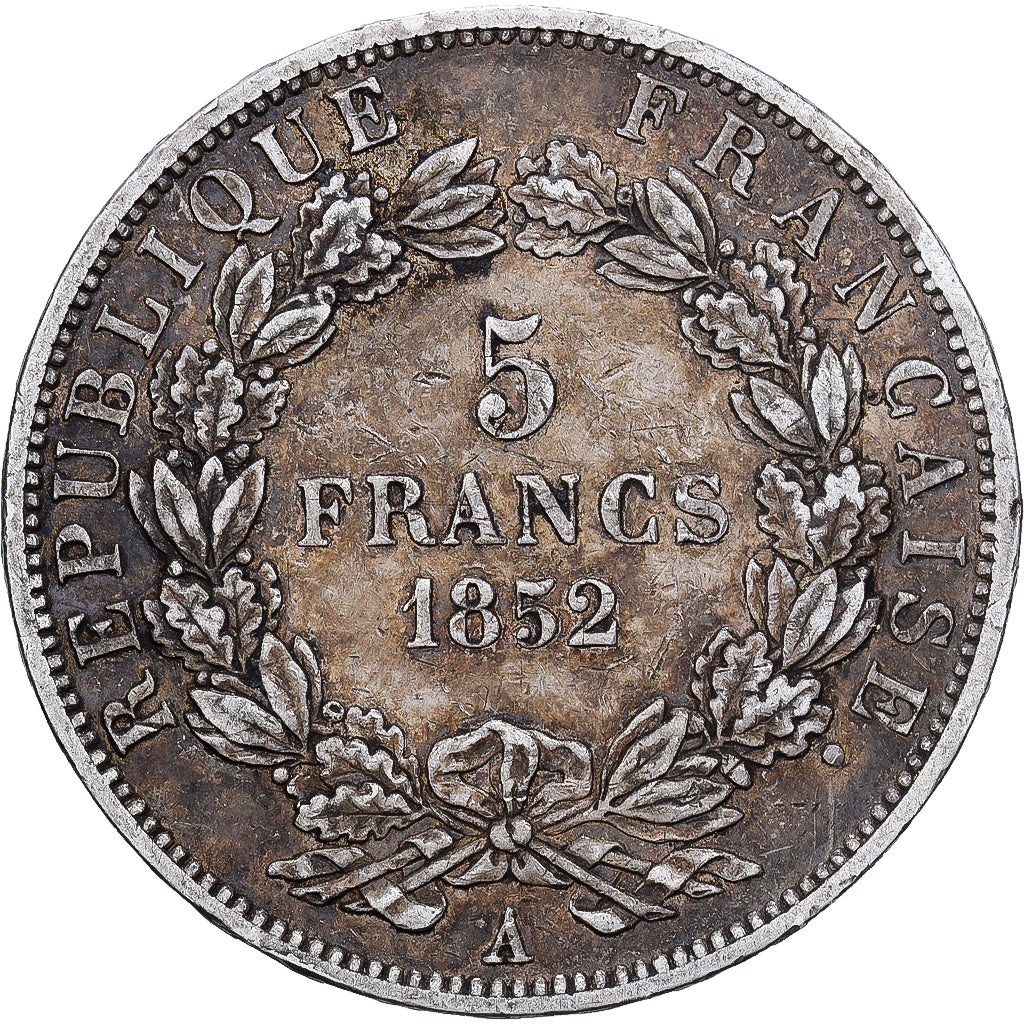 France, Napoléon III, 5 Francs, 1852, Paris, TTB, Argent, KM:773.1, Gadoury:726