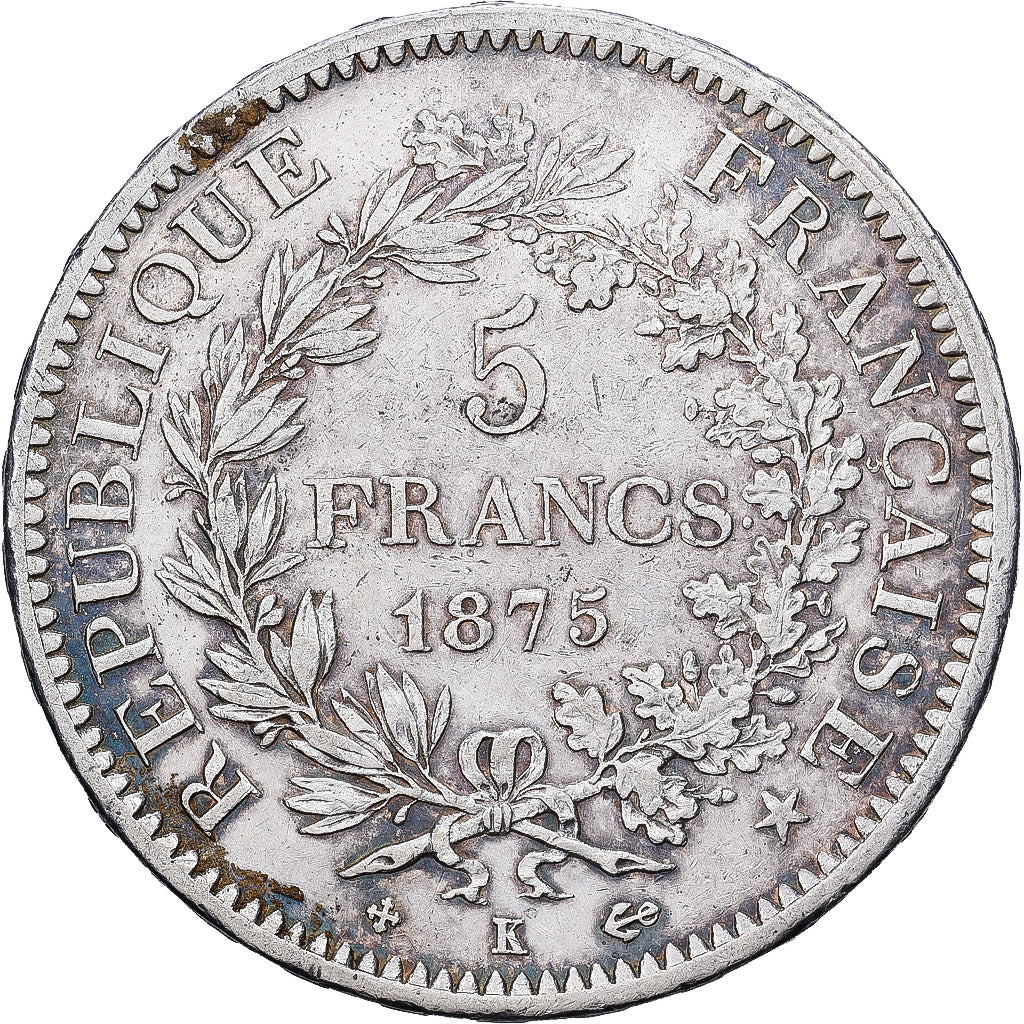 France, 5 Francs, Hercule, 1875, Bordeaux, Argent, TTB, Gadoury:745a, KM:820.2