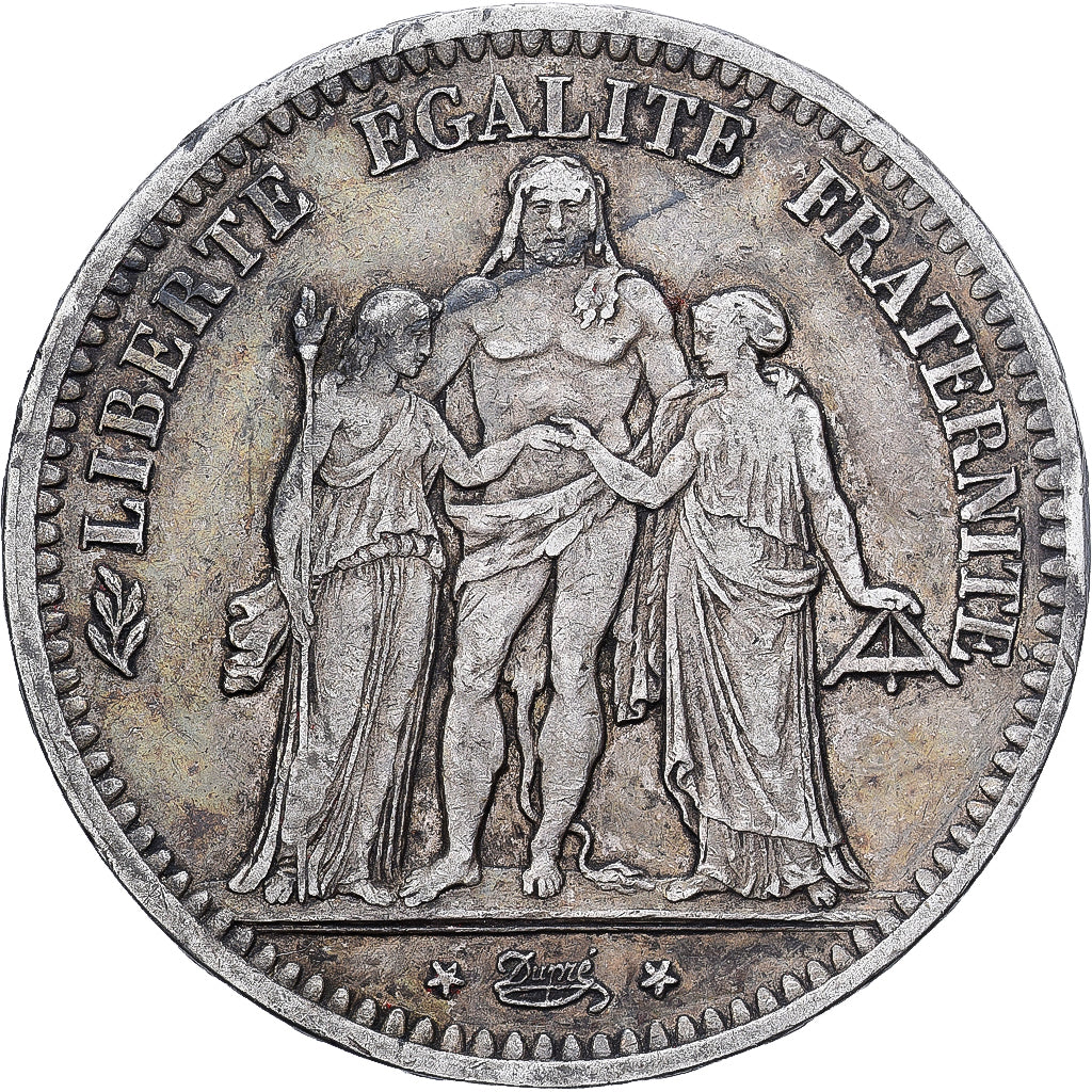 FRANCE, Hercule, 5 Francs, 1848, Paris, KM #756.1, VF(30-35), Silver, Gadoury...