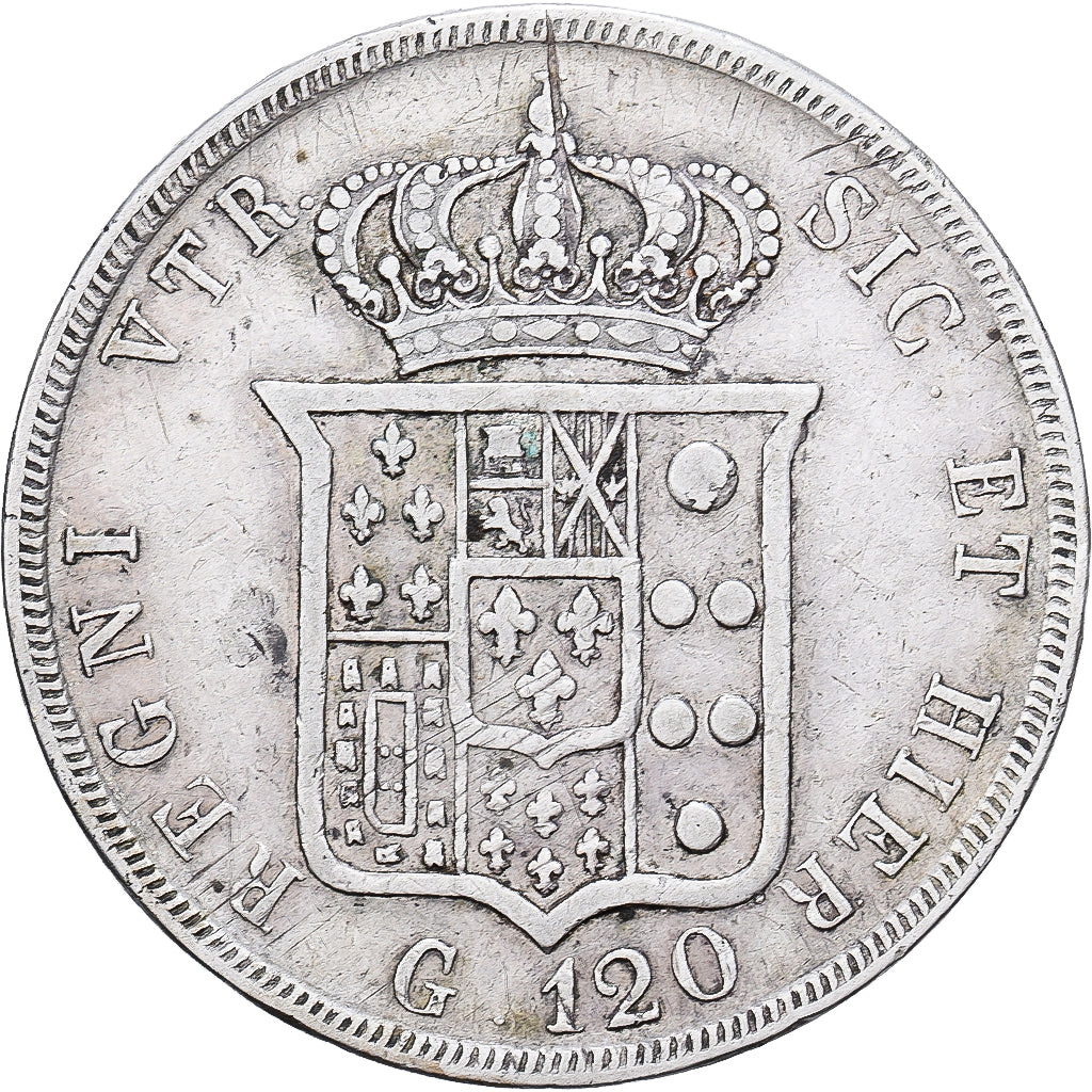 Kingdom of the Two Sicilies, NAPLES, Ferdinando II, 120 Grana, 1847, Zilver
