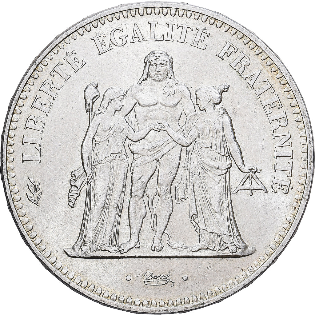 Moneda, Francia, Hercule, 50 Francs, 1974, Avers 20 francs, MBC+, Plata