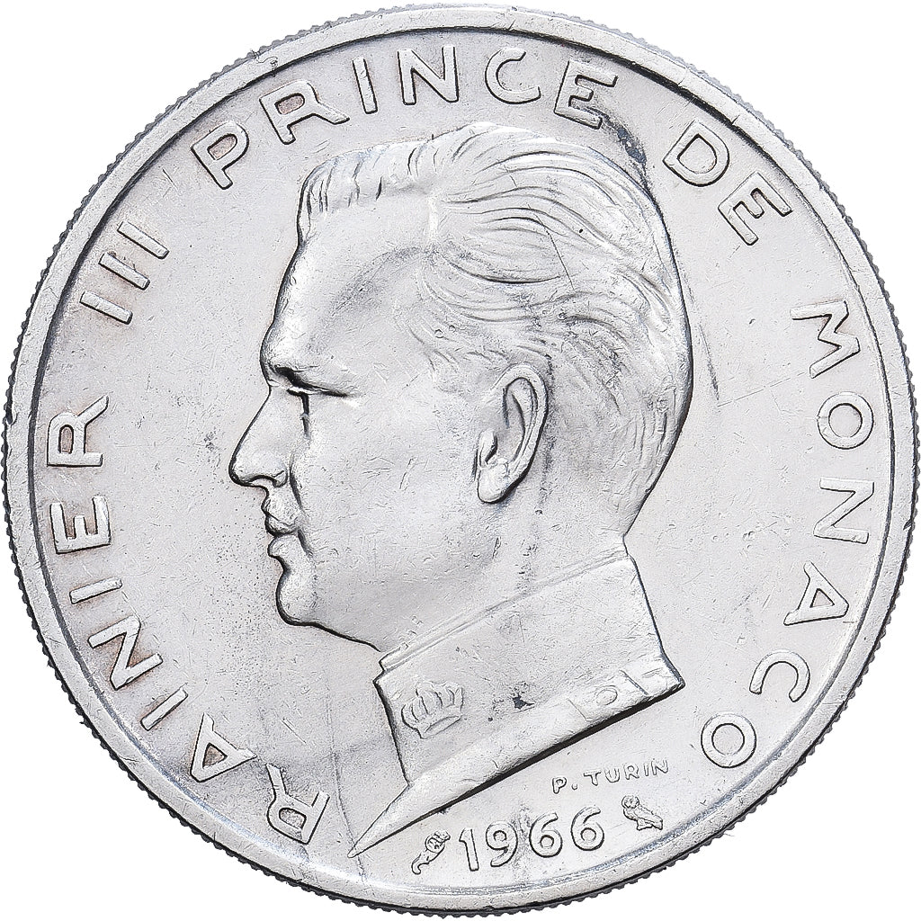 Monaco, Rainier III, 5 Francs, 1966, Srebro, EF(40-45), Gadoury:152, KM:141