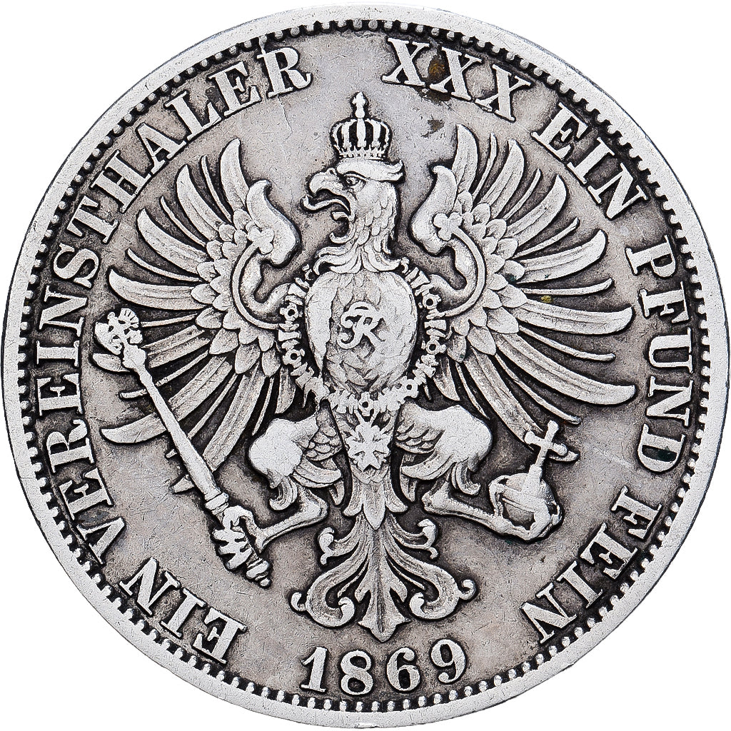 Kingdom of Prussia, Wilhelm I, 1 Thaler, 1869, Berlin, Silver, VF(30-35)