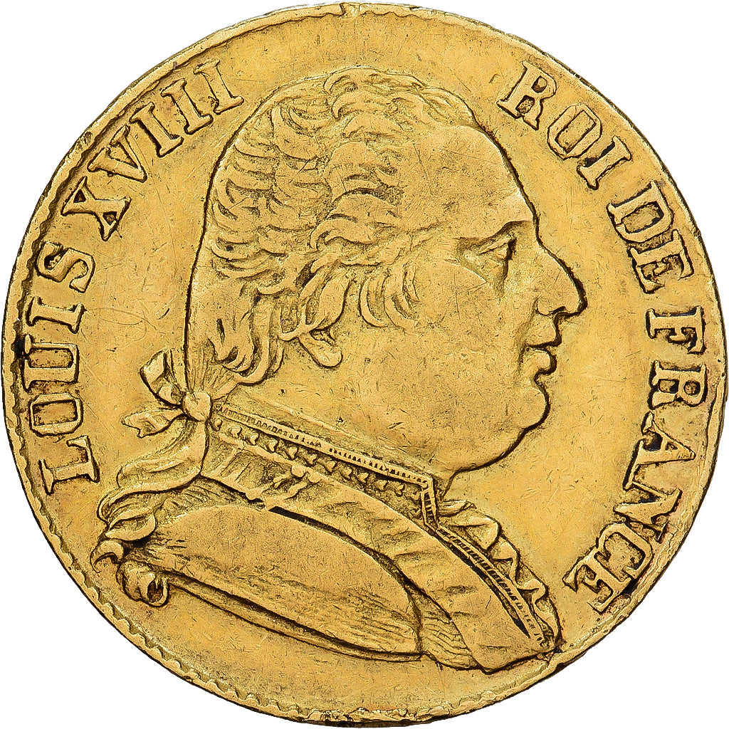 Frankreich, Louis XVIII, 20 Francs, 1815, London, EF(40-45), Gold, KM 706.7