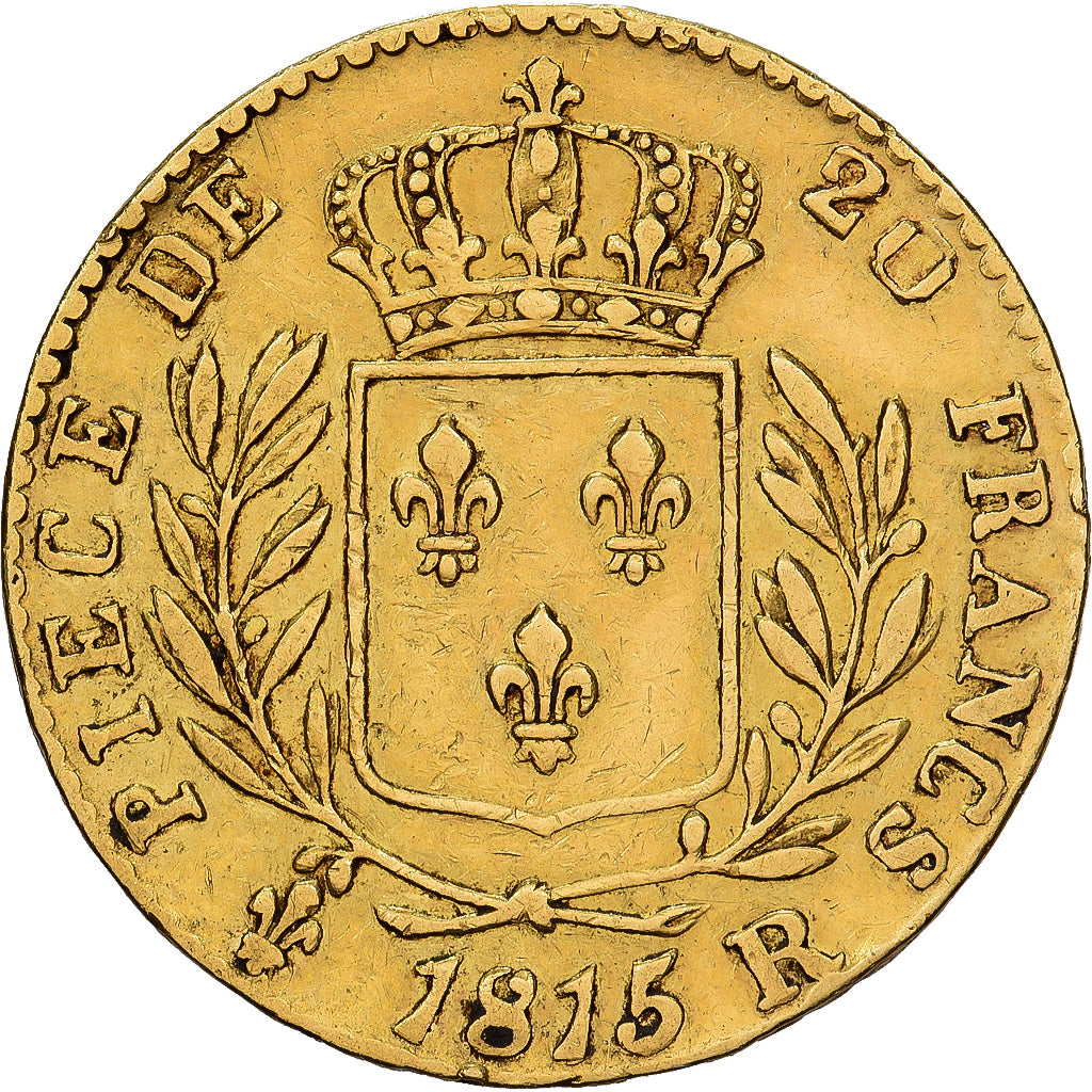 Frankreich, Louis XVIII, 20 Francs, 1815, London, EF(40-45), Gold, KM 706.7