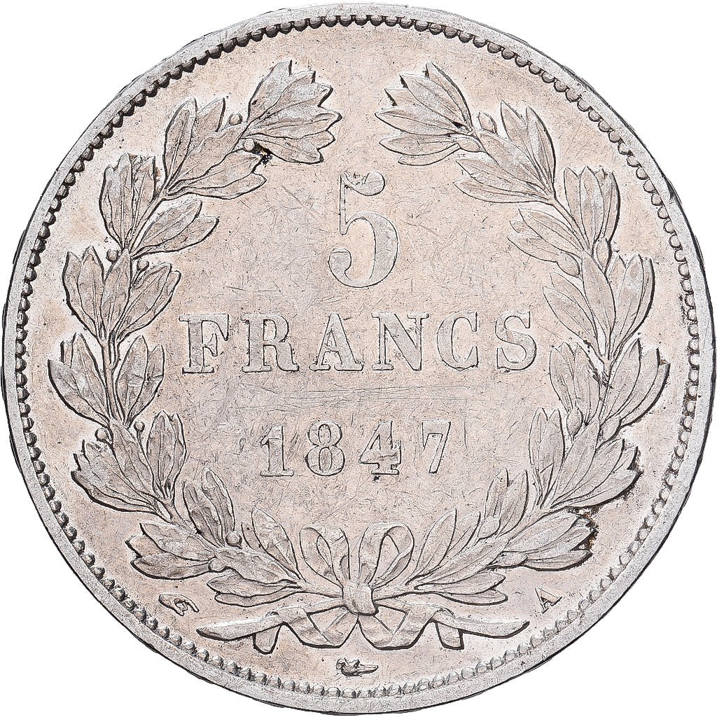Frankreich, Louis-Philippe, 5 Francs, 1847, Paris, SS, Silber, KM:749.1