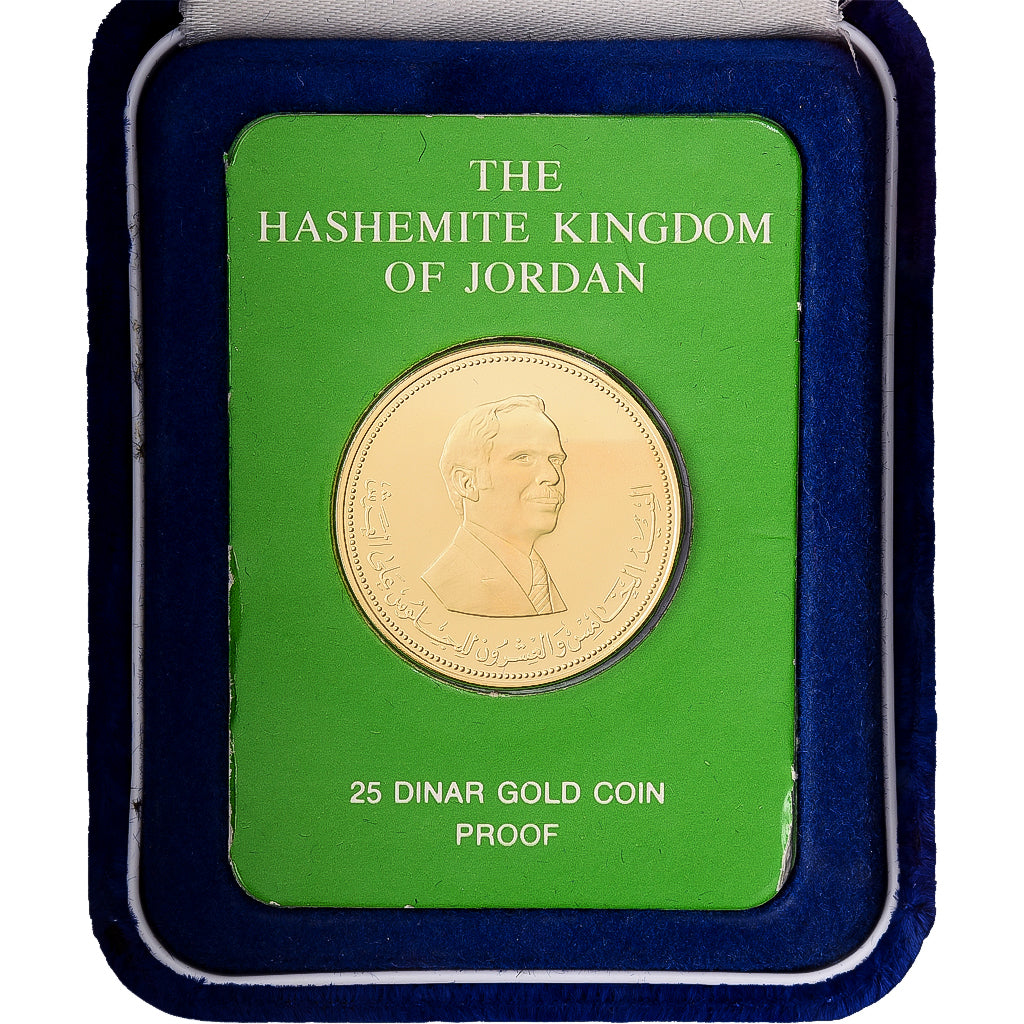 Jordanië, Hussein, 25 Dinars, 1977, Franklin Mint, Goud, FDC, KM:33.1