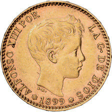 Coin, Spain, Alfonso XIII, 20 Pesetas, 1899, Madrid, AU(50-53), Gold, KM:709