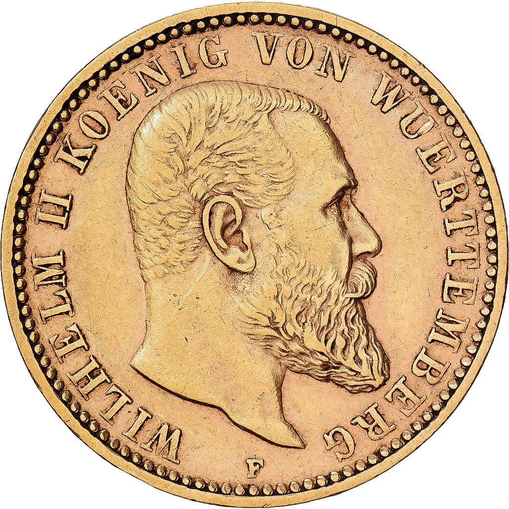 Deutsch Staaten, WURTTEMBERG, Wilhelm II, 10 Mark, 1900, Freudenstadt, Gold, SS