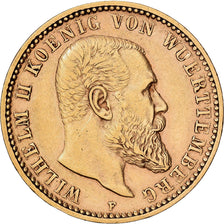 États allemands, WURTTEMBERG, Wilhelm II, 10 Mark, 1900, Freudenstadt, Or, TTB