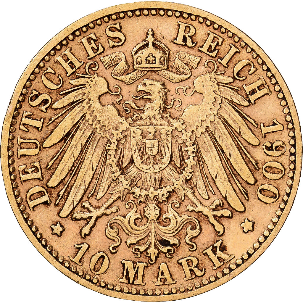 Deutsch Staaten, WURTTEMBERG, Wilhelm II, 10 Mark, 1900, Freudenstadt, Gold, SS