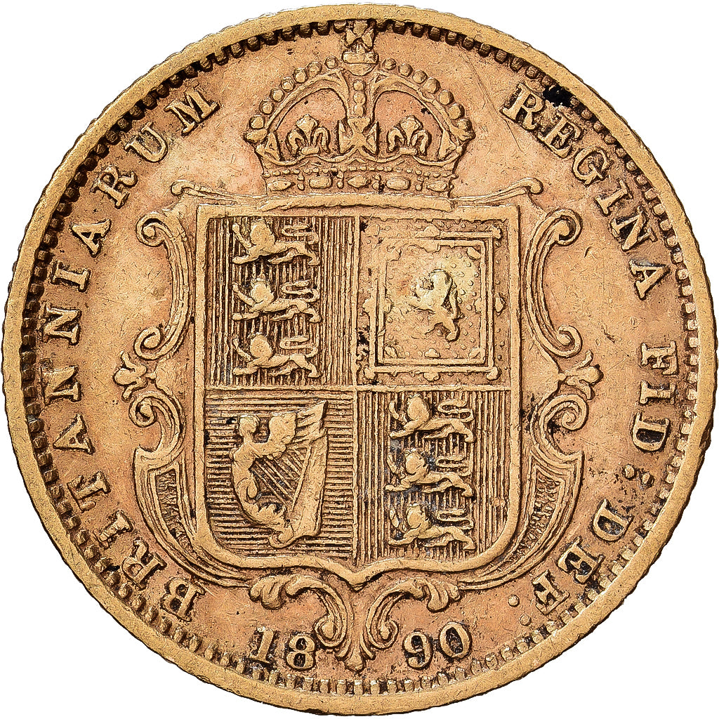 Grande-Bretagne, Victoria, 1/2 Sovereign, 1890, Londres, Or, TTB, KM:766