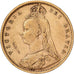 Grande-Bretagne, Victoria, 1/2 Sovereign, 1890, British Royal Mint, Or, TTB