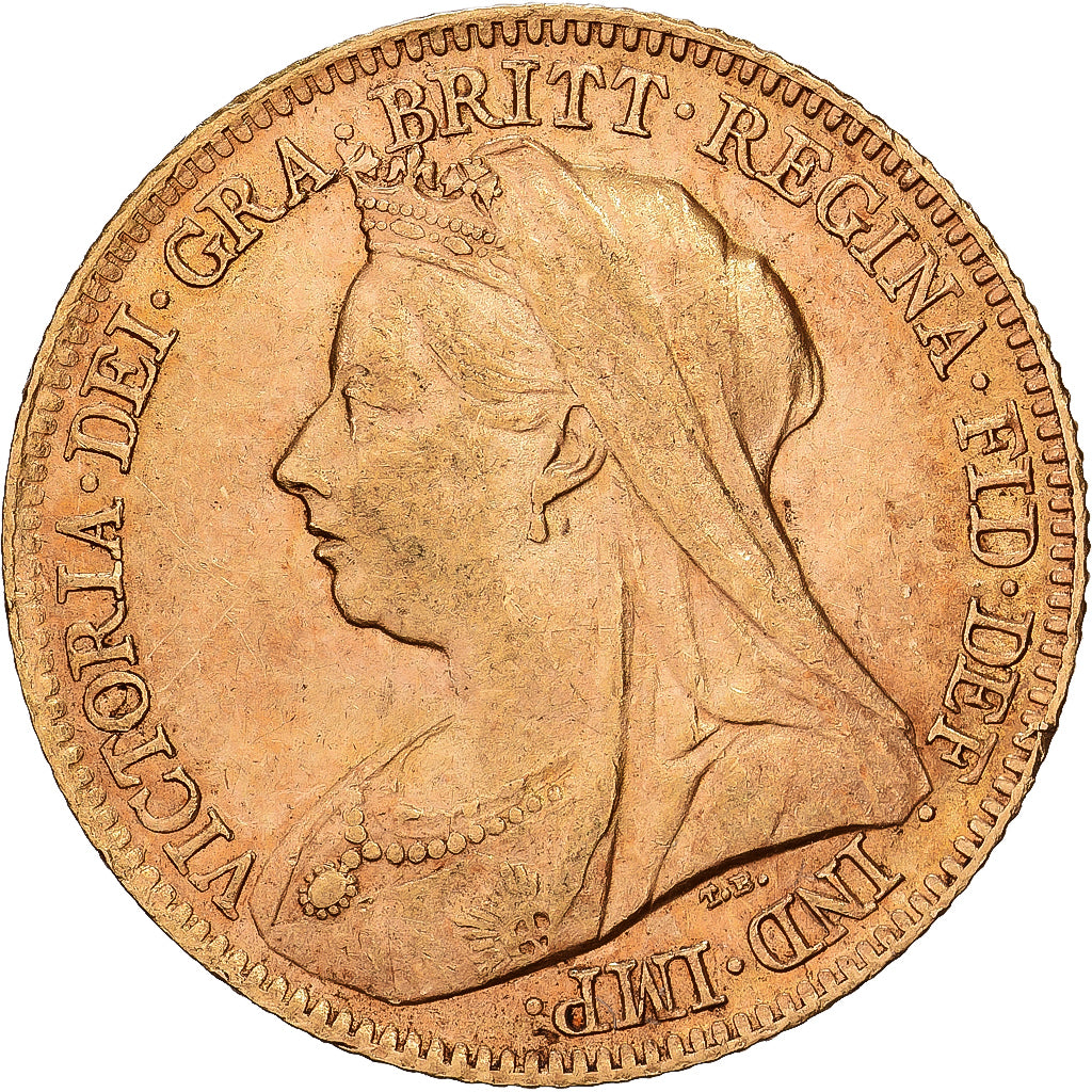 GREAT BRITAIN, 1/2 Sovereign, 1897, KM #784, EF(40-45), Gold, 3.96