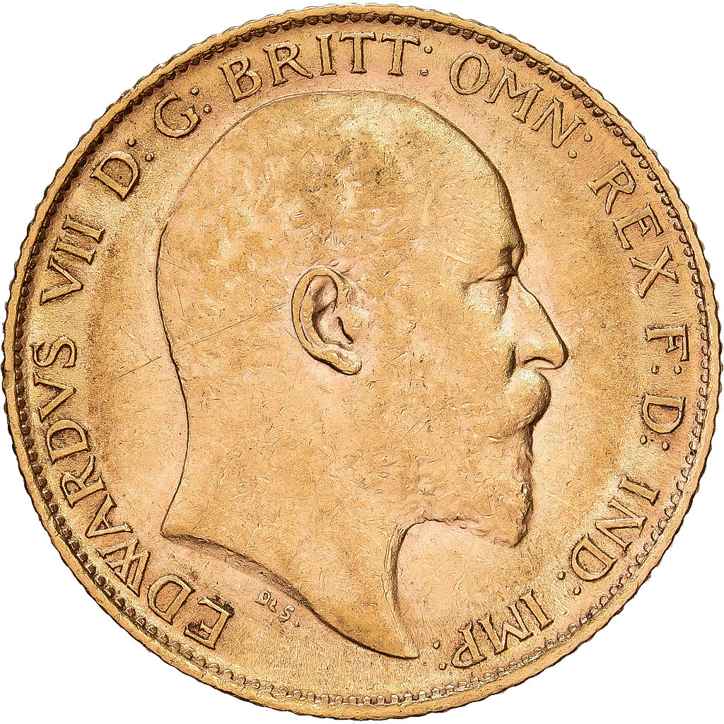 GREAT BRITAIN, 1/2 Sovereign, 1907, KM #804, EF(40-45), Gold, 3.96