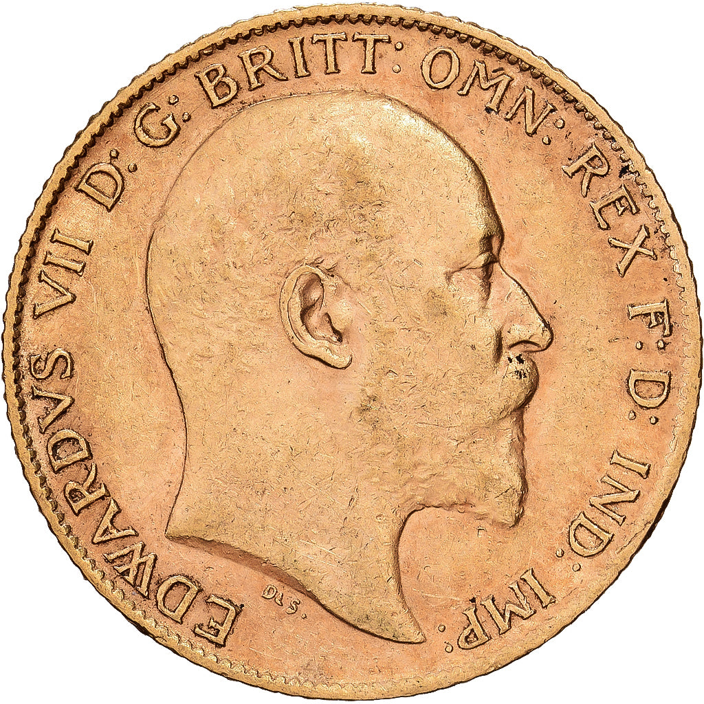GREAT BRITAIN, 1/2 Sovereign, 1910, KM #804, EF(40-45), Gold, 3.99