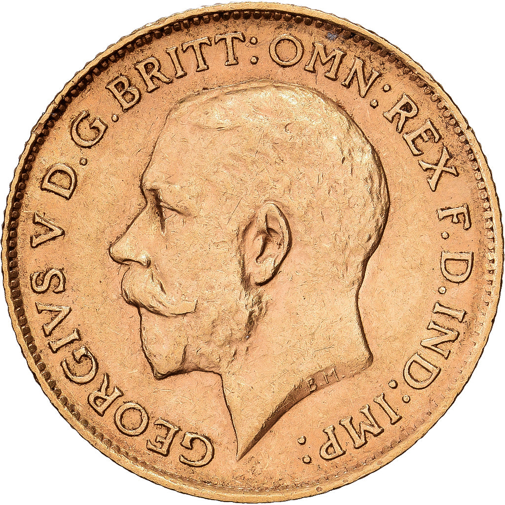 GREAT BRITAIN, 1/2 Sovereign, 1913, KM #819, AU(55-58), Gold, 3.99
