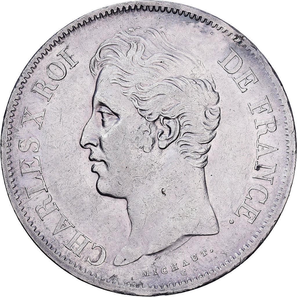 France, Charles X, 5 Francs, 1827, Lille, Argent, TTB, Gadoury:644