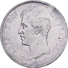 France, Charles X, 5 Francs, 1827, Lille, Argent, TTB, Gadoury:644