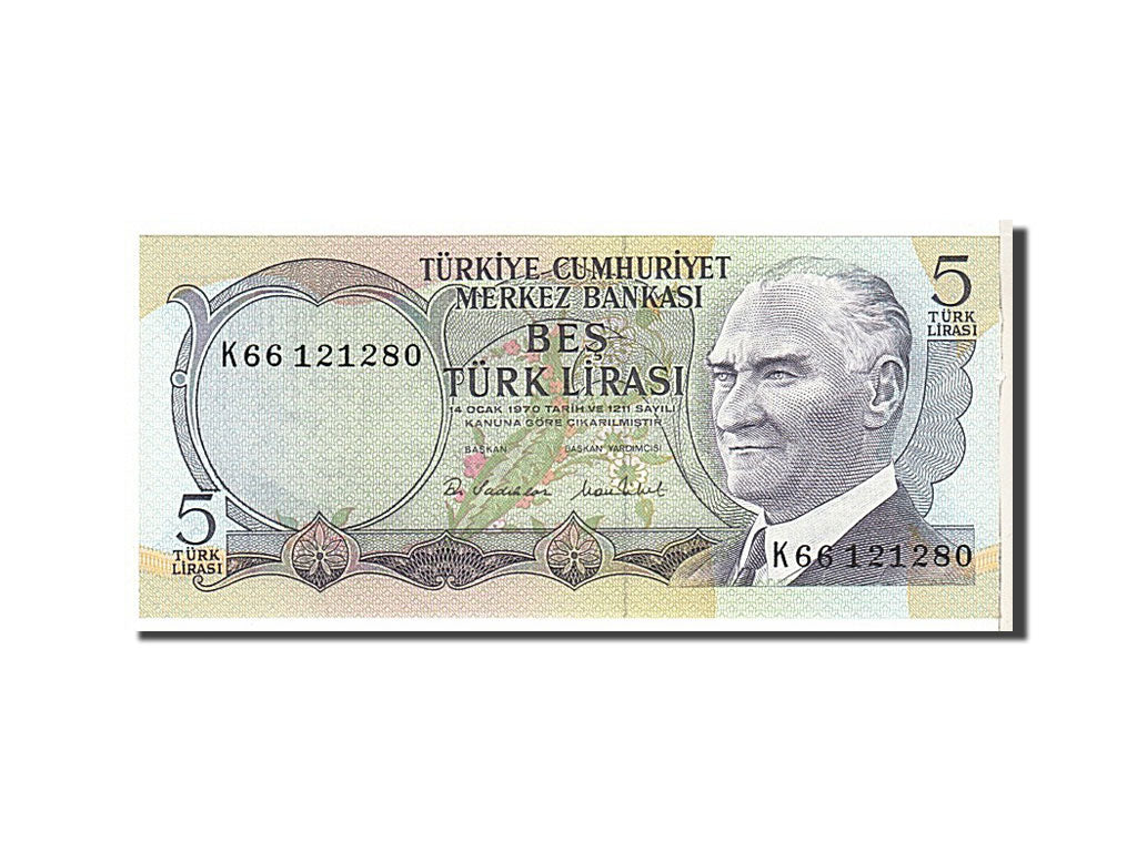 Banknote, Turkey, 5 Lira, 1976, KM:185, UNC(65-70)