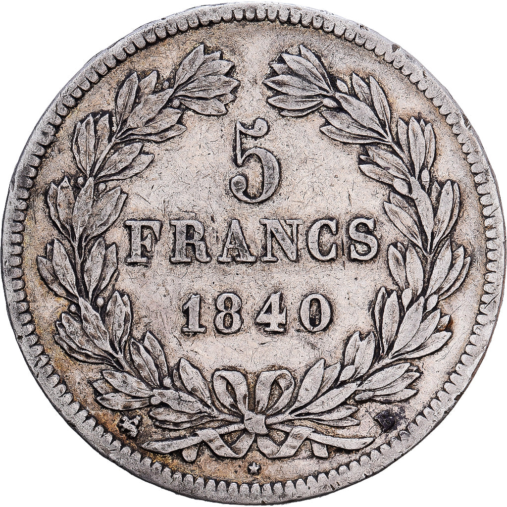 Coin, France, Louis-Philippe, 5 Francs, 1840, Rouen, VF(30-35), Silver