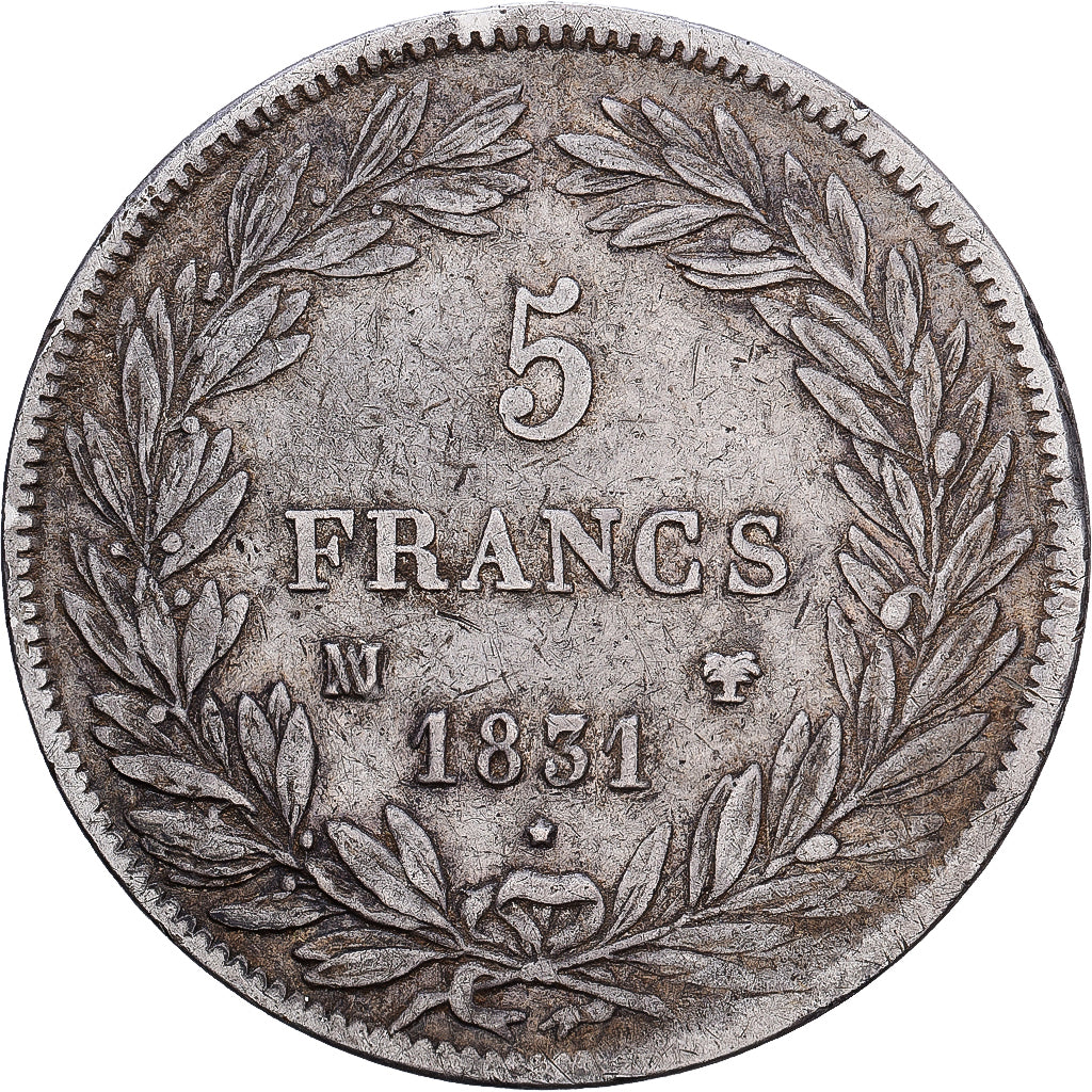 France, Louis Philippe I, 5 Francs, 1831, Marseille, Silver, VF(20-25)