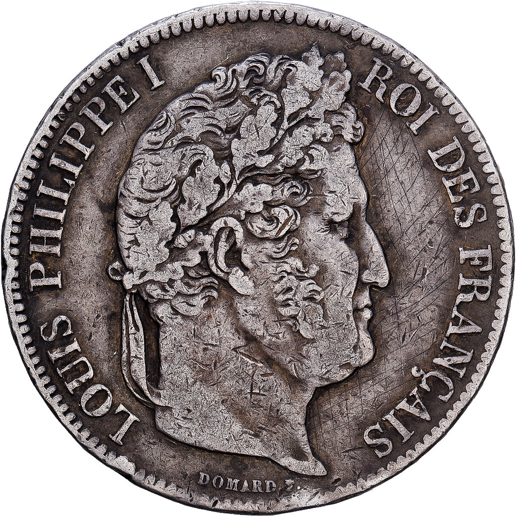Moneta, Francia, Louis-Philippe, 5 Francs, 1841, Bordeaux, MB+, Argento