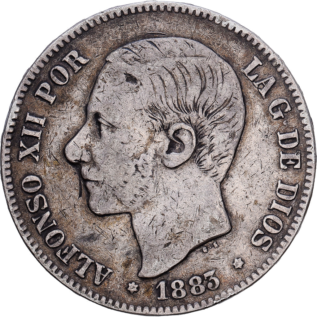 Coin, Spain, Alfonso XII, 5 Pesetas, 1883, Madrid, VF(30-35), Silver, KM:688
