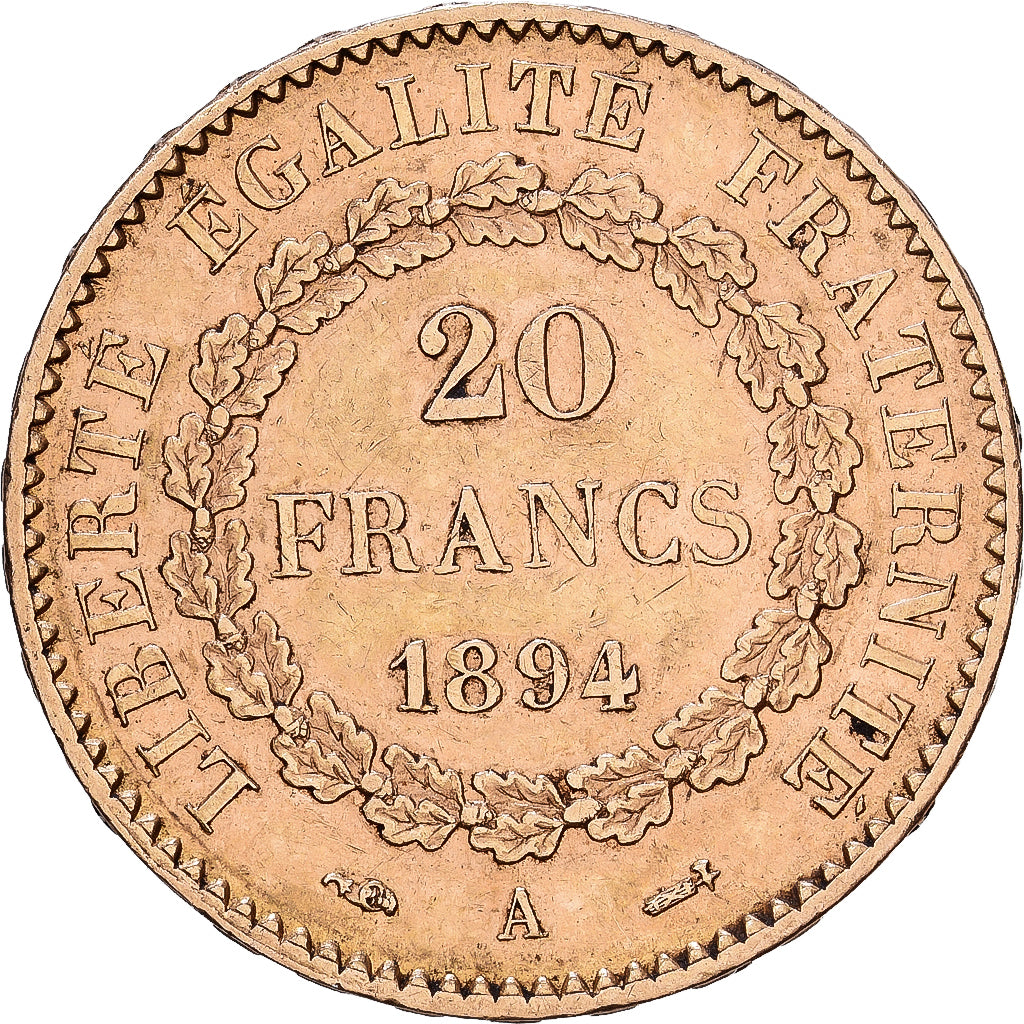 Monnaie, France, Génie, 20 Francs, 1894, Paris, TTB, Or, Gadoury:1063, KM:825