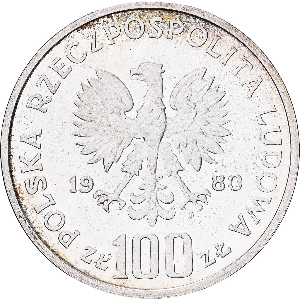 Polónia, 100 Zlotych, 1980, Warsaw, Prata, MS(60-62), KM:Pr399