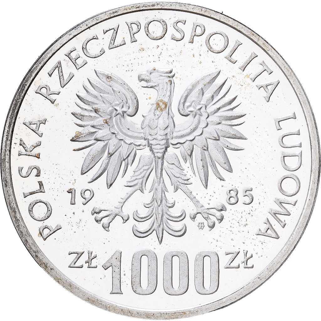 Polska, 1000 Zlotych, Squirrel, 1985, Warsaw, Srebro, MS(60-62), KM:Pr548