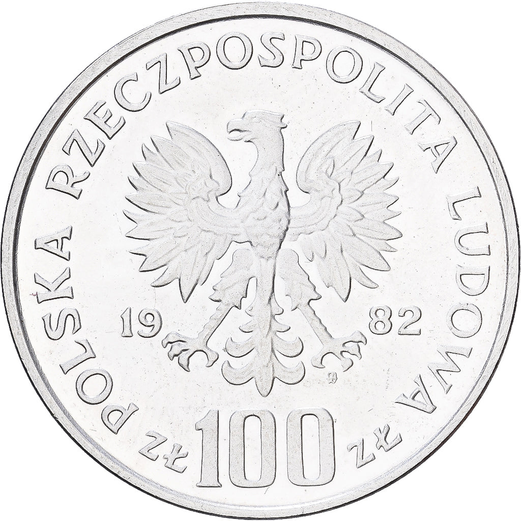 Coin, Poland, 100 Zlotych, 1982, Warsaw, MS(65-70), Silver, KM:141