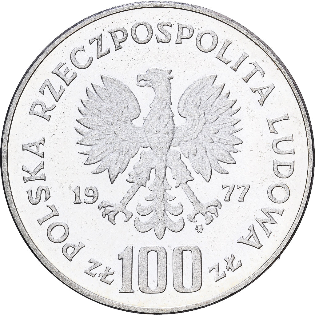 Coin, Poland, 100 Zlotych, 1977, Warsaw, Proof, MS(65-70), Silver, KM:87