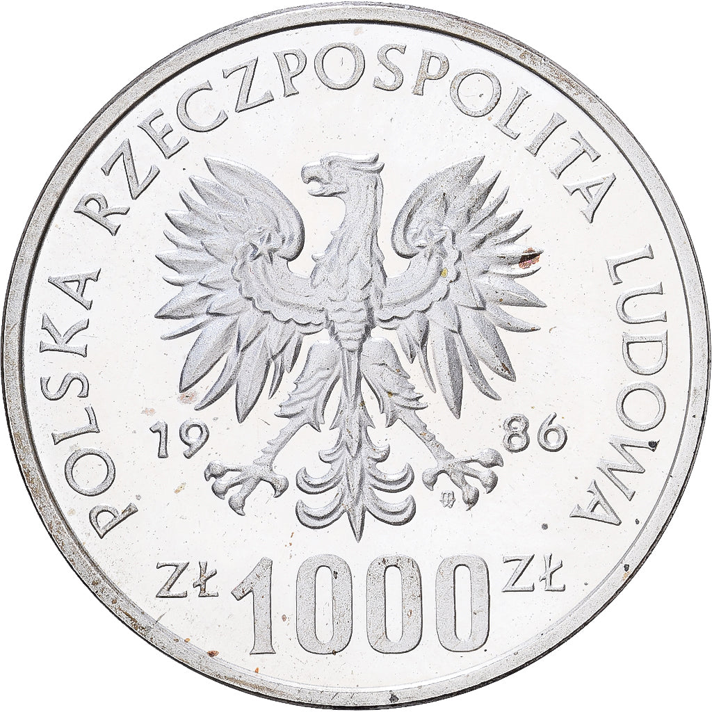 Coin, Poland, 1000 Zlotych, 1986, Warsaw, MS(65-70), Silver, KM:Pr548